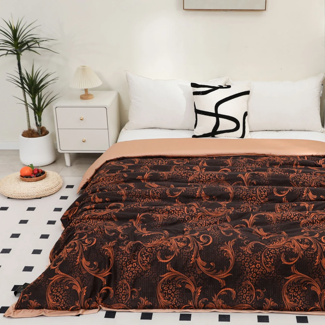 【鎏金凤尾】2.0*2.3M高精密贡缎长绒提花亲肤柔软保暖可机洗秋冬被