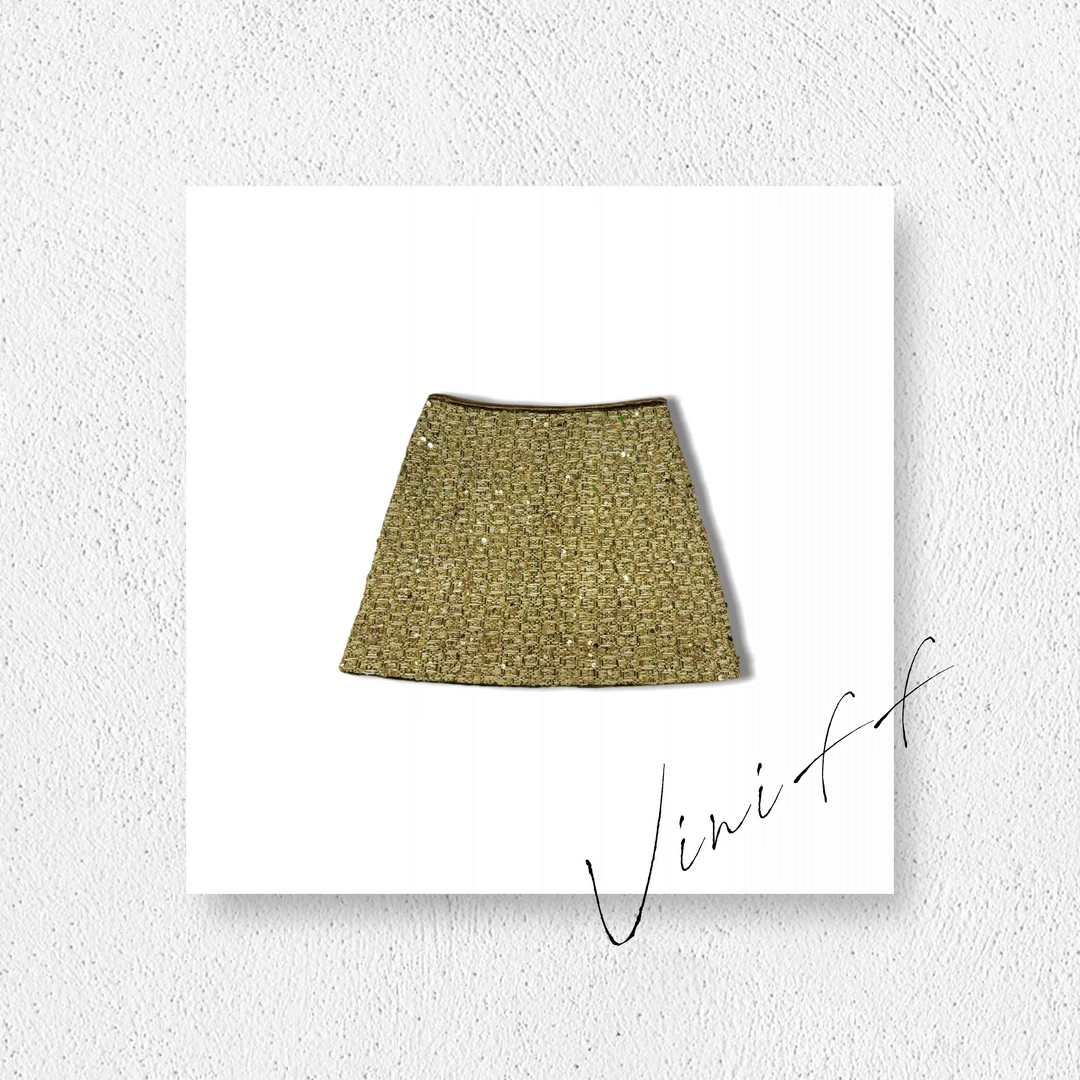 ViniFF薇妮｜奢华千金手工钉珠高定半身短裙V001