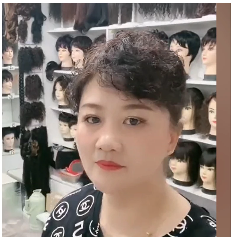 【精致女神】头顶补发块遮白发假发片增发量蓬松短卷发羊毛卷假发