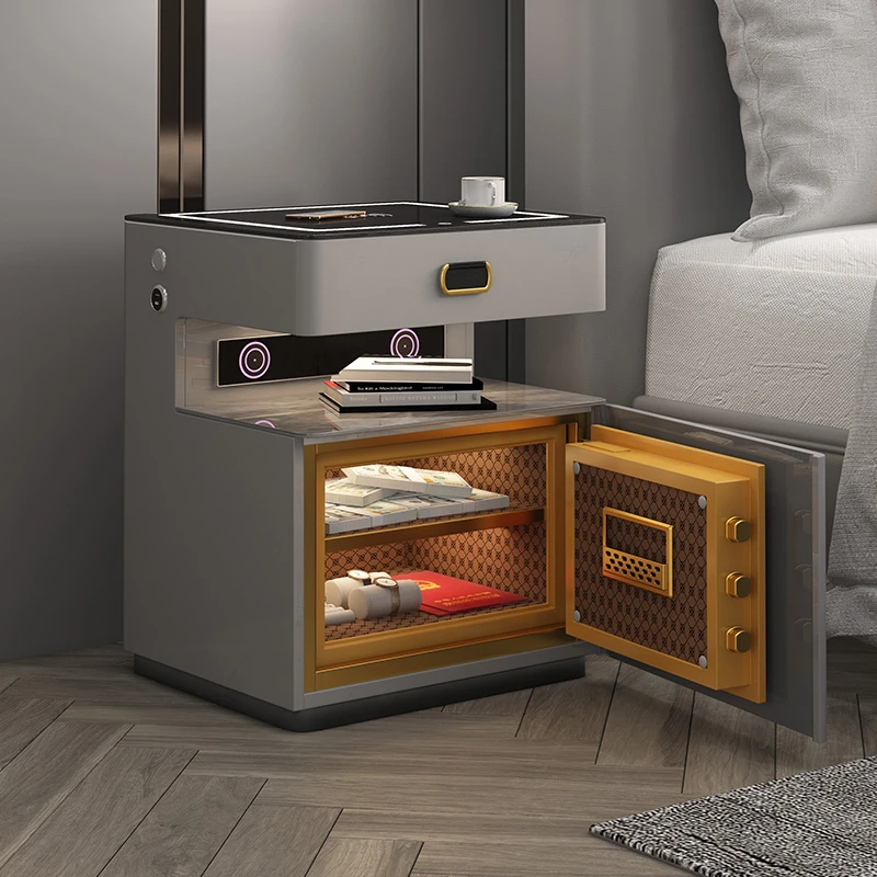 韵承智能床头柜子隐藏式家用保险箱多功能一体床边柜简约卧室网红