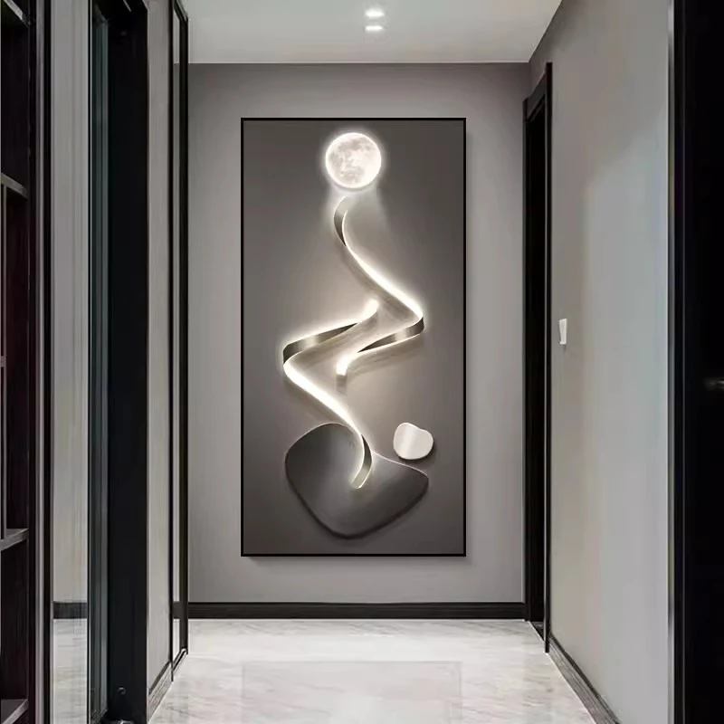 抽象石来运转玄关装饰画走廊过道挂画高级感轻奢现代简约高档壁画