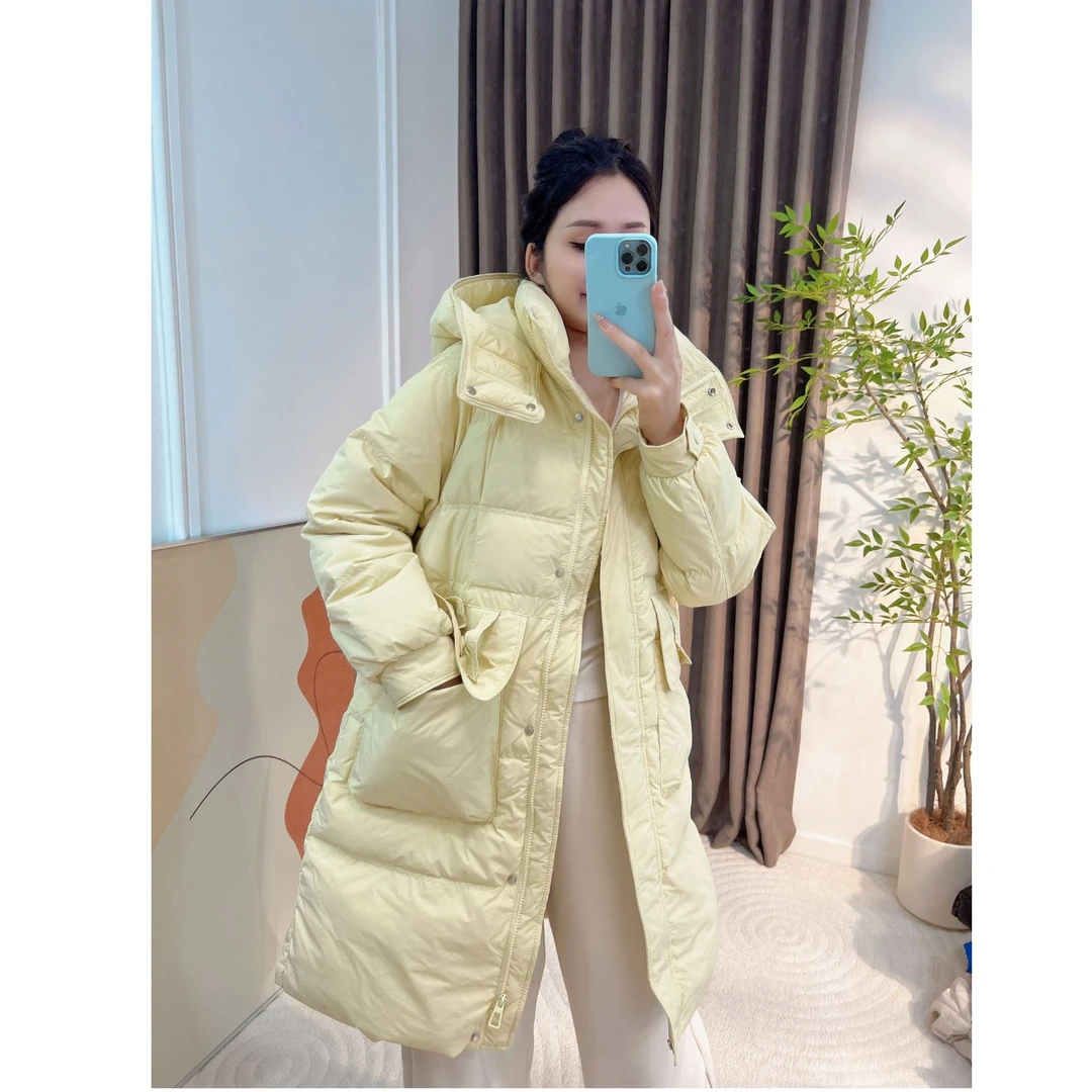 时尚百搭羽绒服休闲收腰加厚保暖连帽宽松宽松过膝6806红人上新