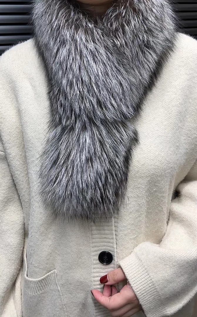 时尚新款狐狸毛大围巾围脖整只长款毛领子整皮银狐披肩