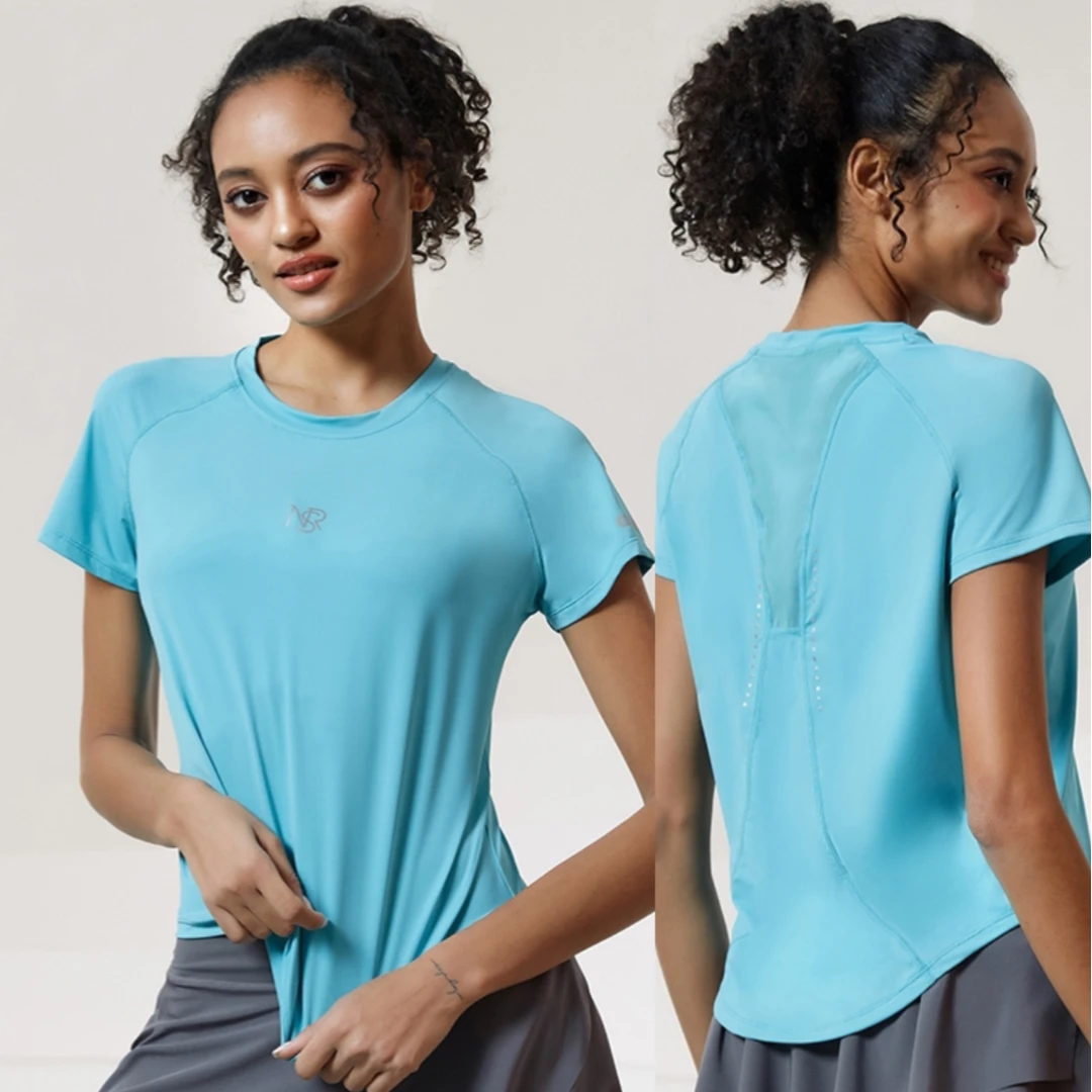 科里芙运动速干短袖运动户外训练专业透气拼网跑步T恤健身上衣女