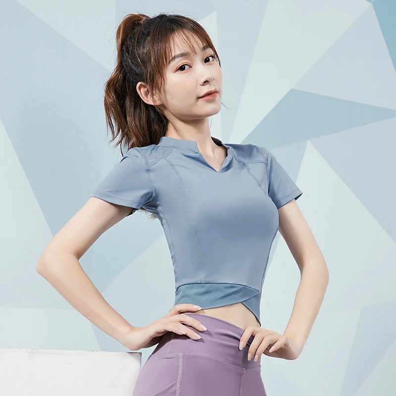 【清仓】健身衣女时尚短款露脐t恤女运动短袖速干透气瑜伽服