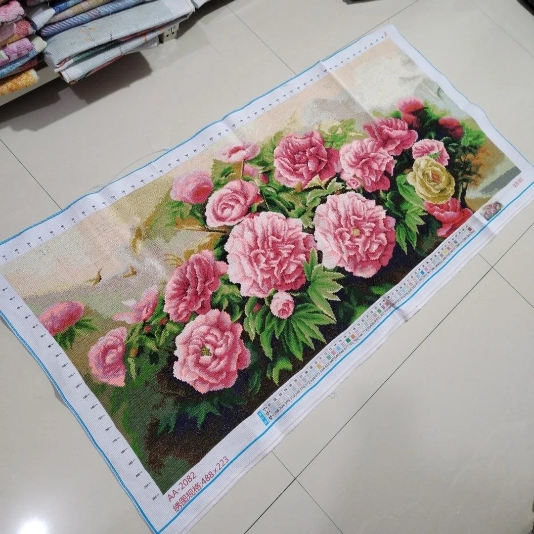 纯手工绣好的十字绣成品花开富贵牡丹花新款满绣客厅餐厅卧室挂画