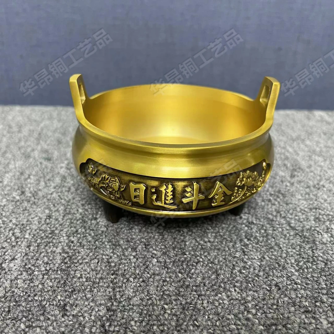 华昂工艺品 黄铜材质香炉 家居办公室家用纯黄铜手工工艺品摆件