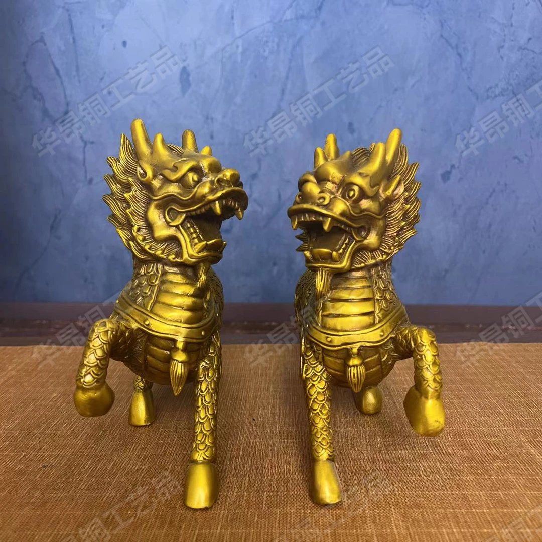 华昂工艺品 黄铜材质 麒麟 家居店铺摆件手工艺品
