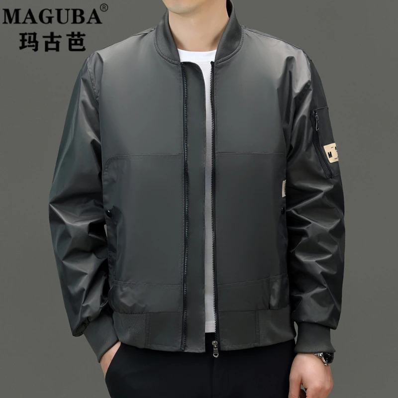 【男生外套春秋款】玛古芭夹克男外套春秋款男装休闲棒球领商务外套