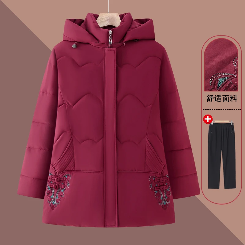 中老年妈妈冬季新款棉服中长款棉衣外套时尚宽松洋气奶奶装棉袄