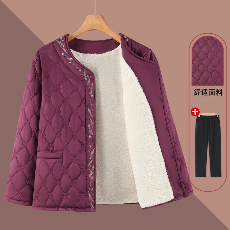 奶奶秋冬装棉袄妈妈加绒加厚小棉衣老太太棉服外套中老年人内胆女