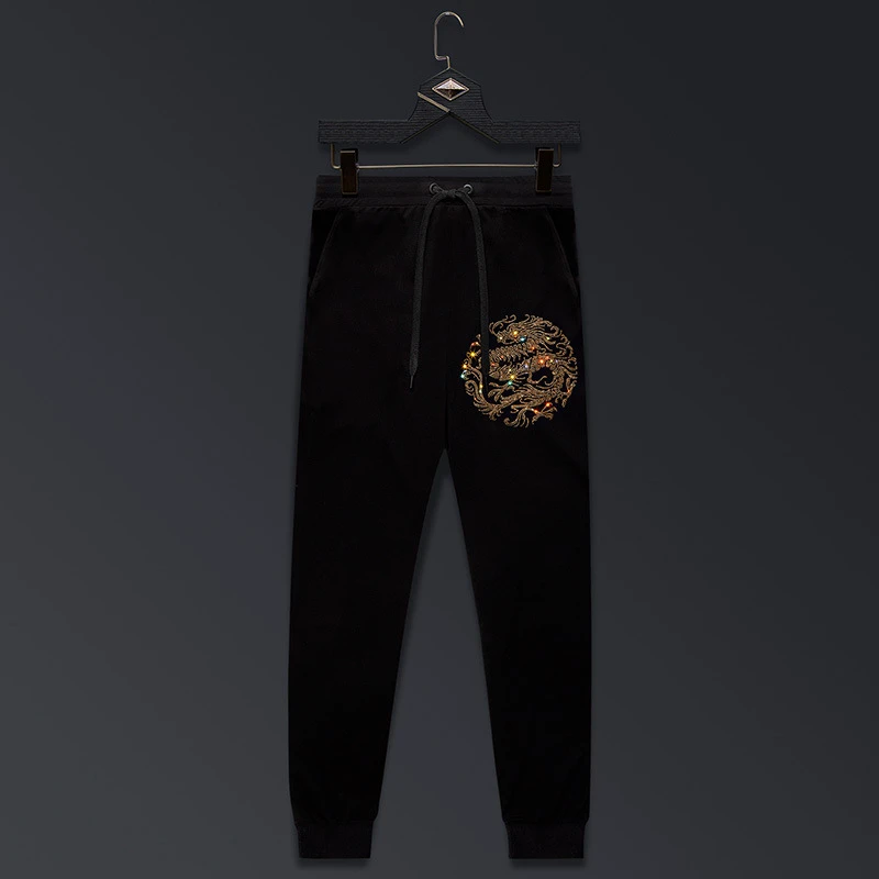 潮牌卫裤2024新款中国龙秋冬高档男士高端爆款休闲轻奢大码长裤