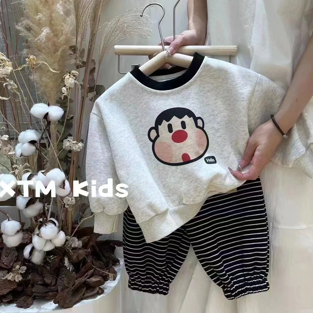 【小向子专属】儿童卫衣套装秋装新款男女童休闲条纹卫裤卫衣两件套