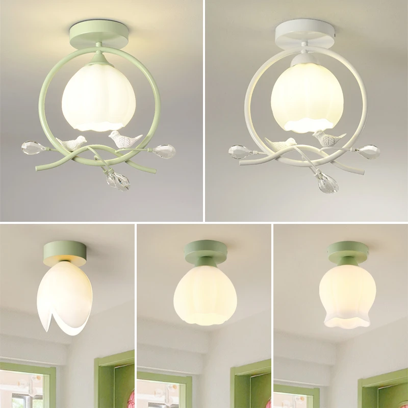 过道灯创意网红爆款铃兰花入户玄关走廊灯北欧智能田园风阳台灯具