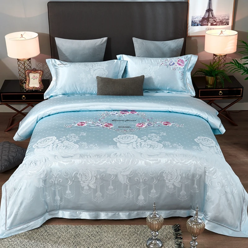 【LN】2024爆款天丝夹棉夏被四件套-相约一生天蓝-A022