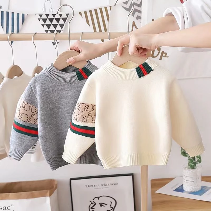 巴拉拉男童加厚毛衣仿貂绒一体绒针织衫2023男孩秋冬套头打底衫宝