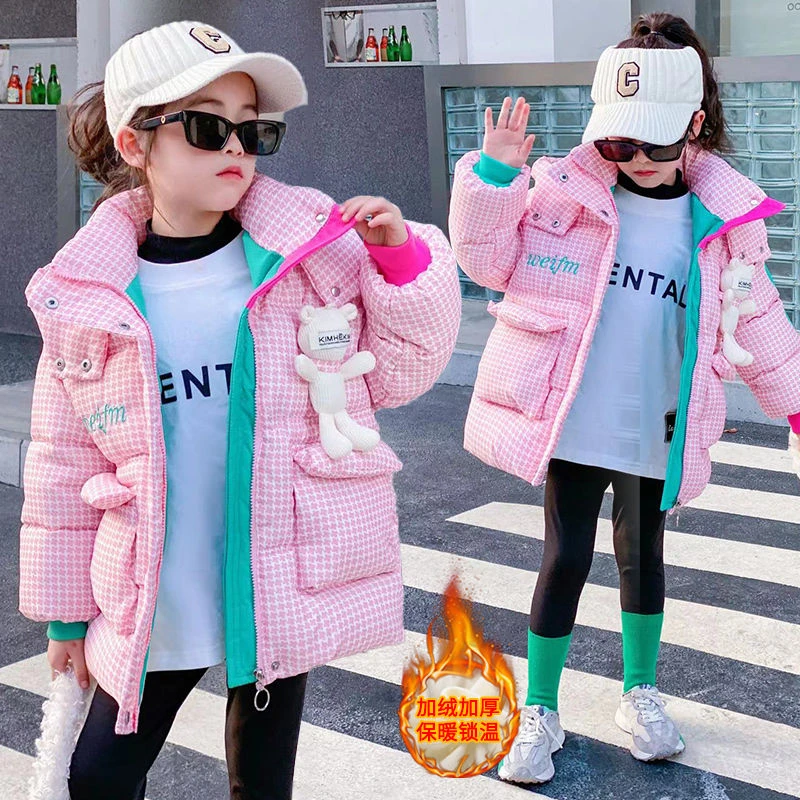 巴拉拉女童冬装棉衣外套2023新款中大洋气加厚冬装加绒服潮