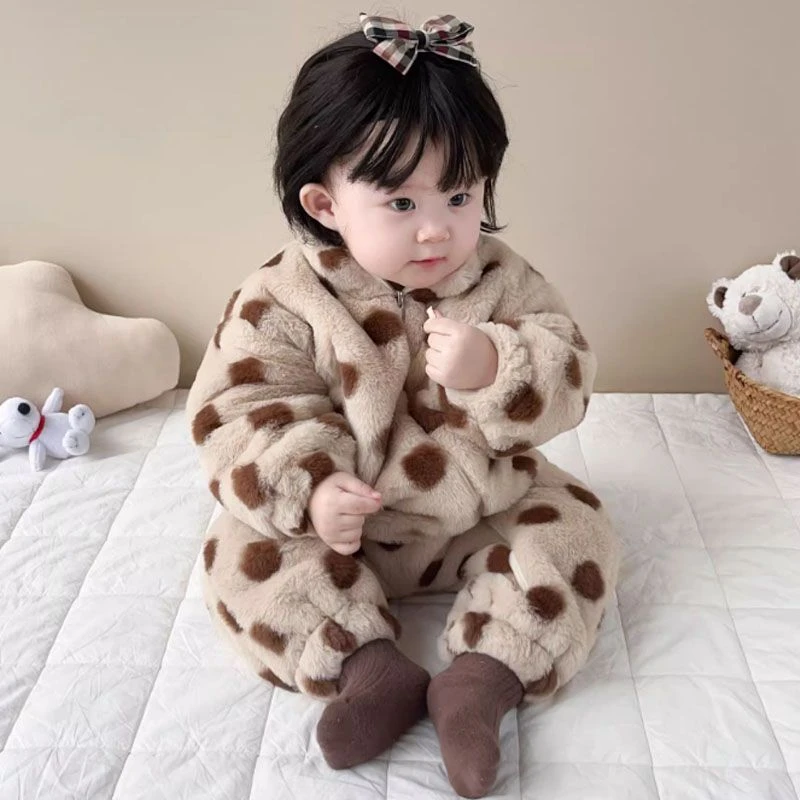 巴拉拉婴儿冬装搞怪保暖爬服连体衣男女宝宝加绒加厚外出服