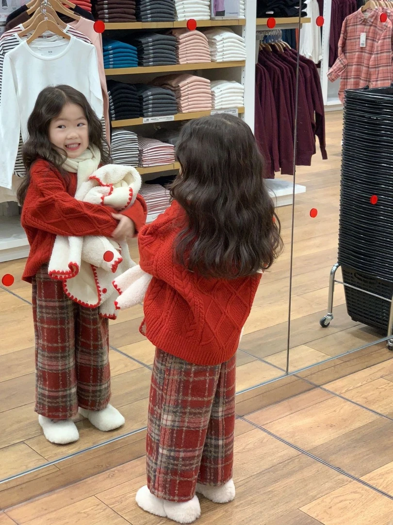 巴拉拉韩版小香风毛衫两件套2023新款新年拜年服毛衣针织衫毛呢格