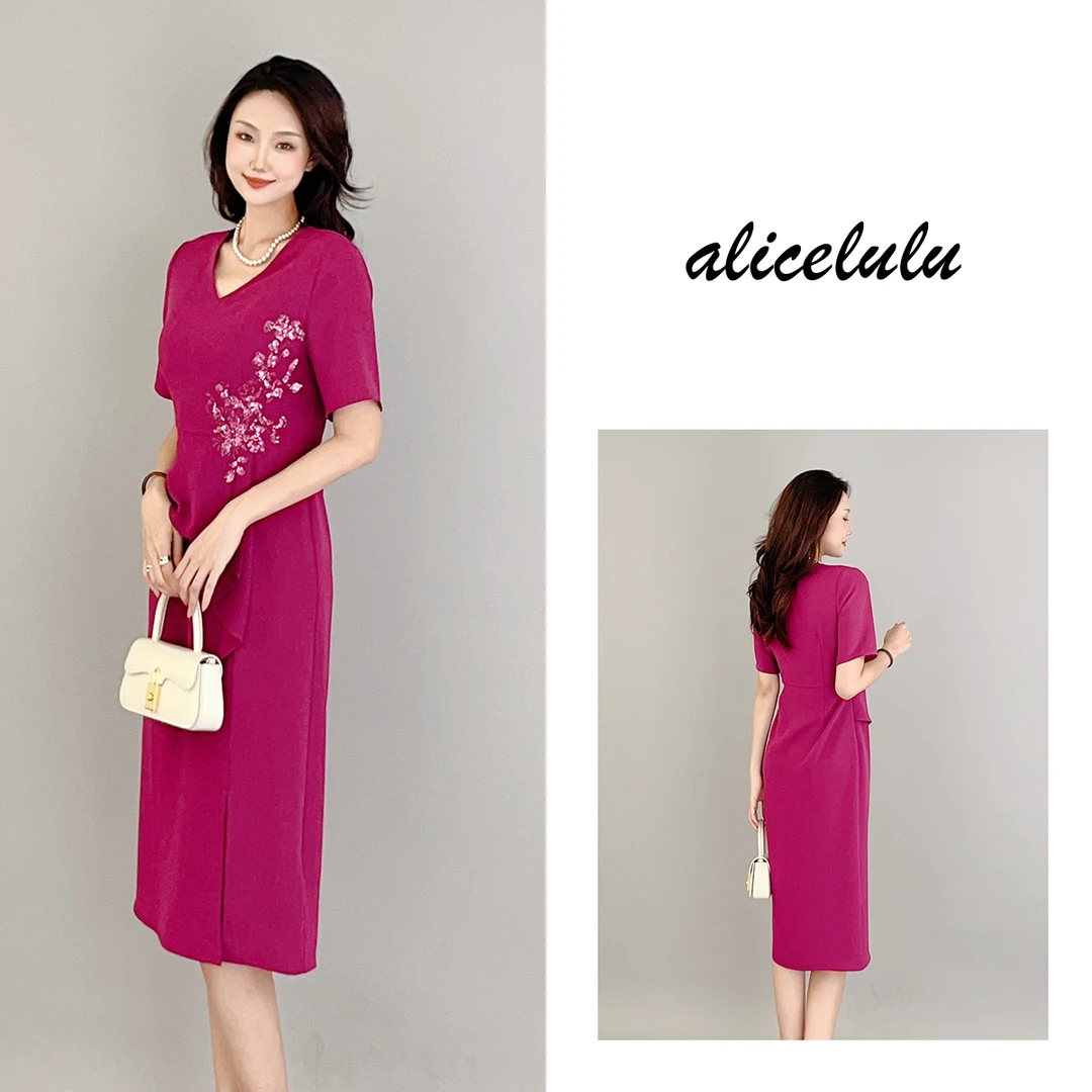 2 ALICE “玫紫风情”连衣裙 璀璨亮片 醋酸花边 S2138512A