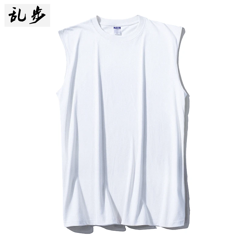 美式重磅坎肩背心男外穿夏季新疆棉纯色健身运动白色无袖t恤男女