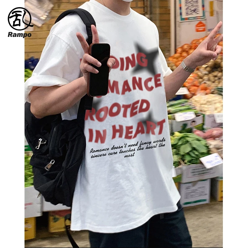 350g纯棉夏季潮牌高街字母印花短袖T恤男美式oversize上衣ins街头