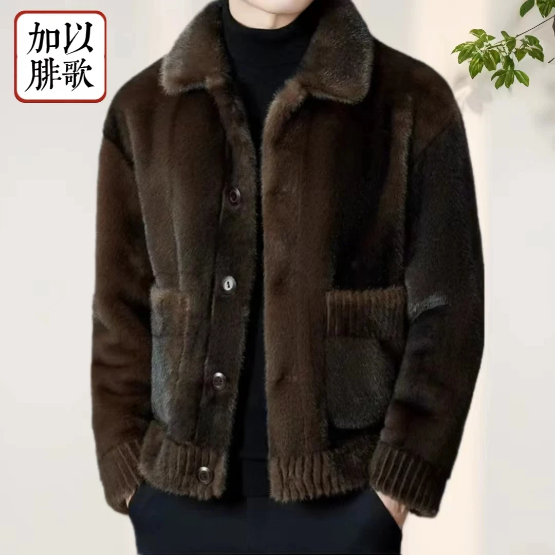 新款高档秋冬季男士双面穿爆款海宁皮毛一体夹克外套潮流时尚大衣