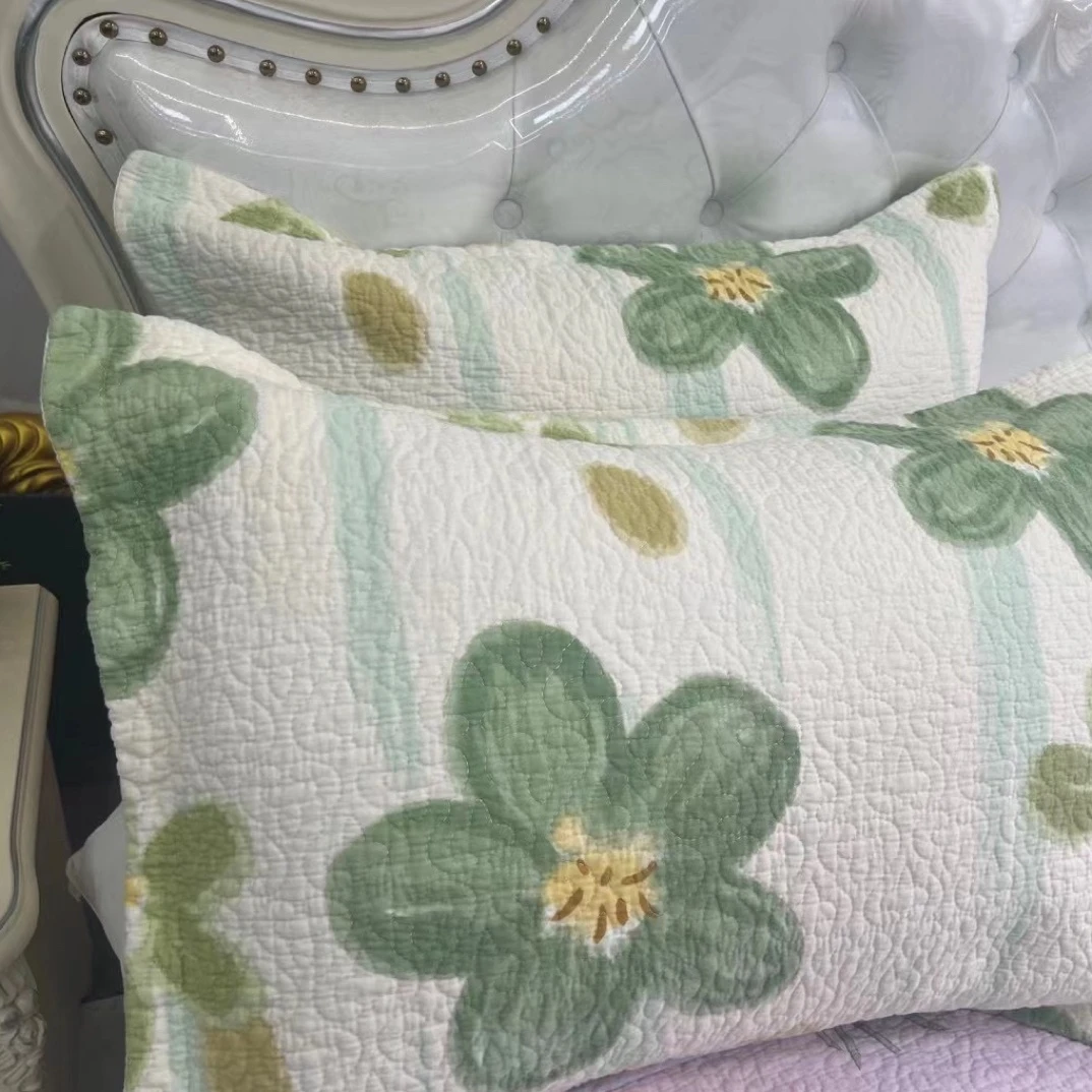 50✖️70纯棉绗缝枕套一对随机颜色