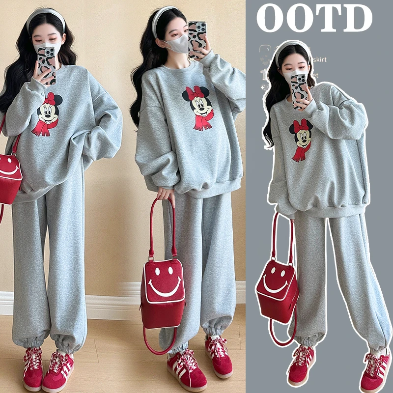 2024孕妇加绒加厚高级感孕妈妈穿搭秋冬套装外穿秋冬运动网红洋气