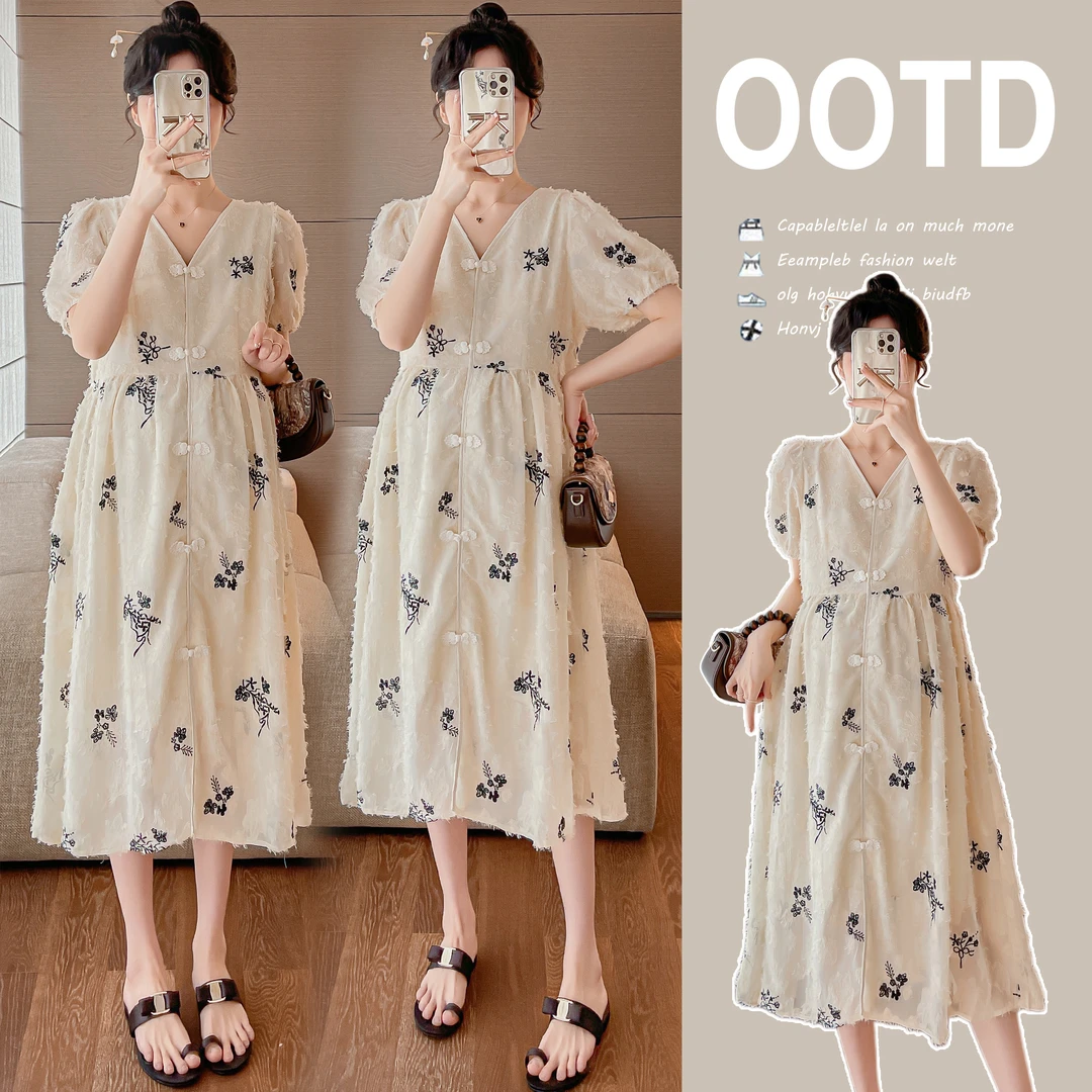 2024夏季孕妇装连衣裙孕妇连衣裙韩版ol高级爆款小个子法式POLO裙