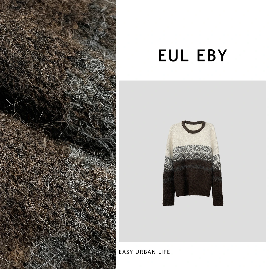 【清】费尔岛风拼色针织套头毛衣241796#