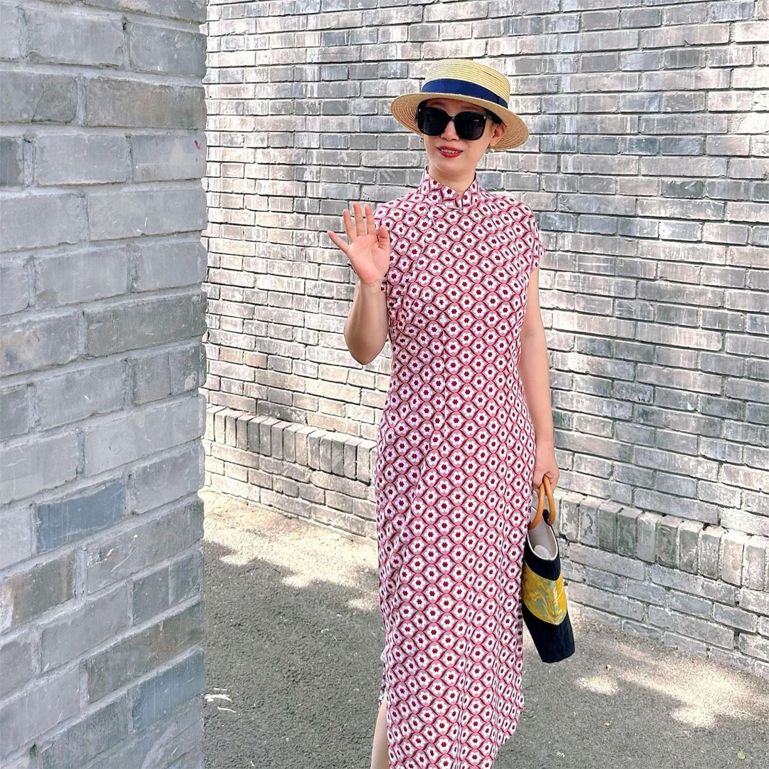 灵犀坊京派旗袍体现中国文化女性端庄优雅的知识内涵低开衩旗袍