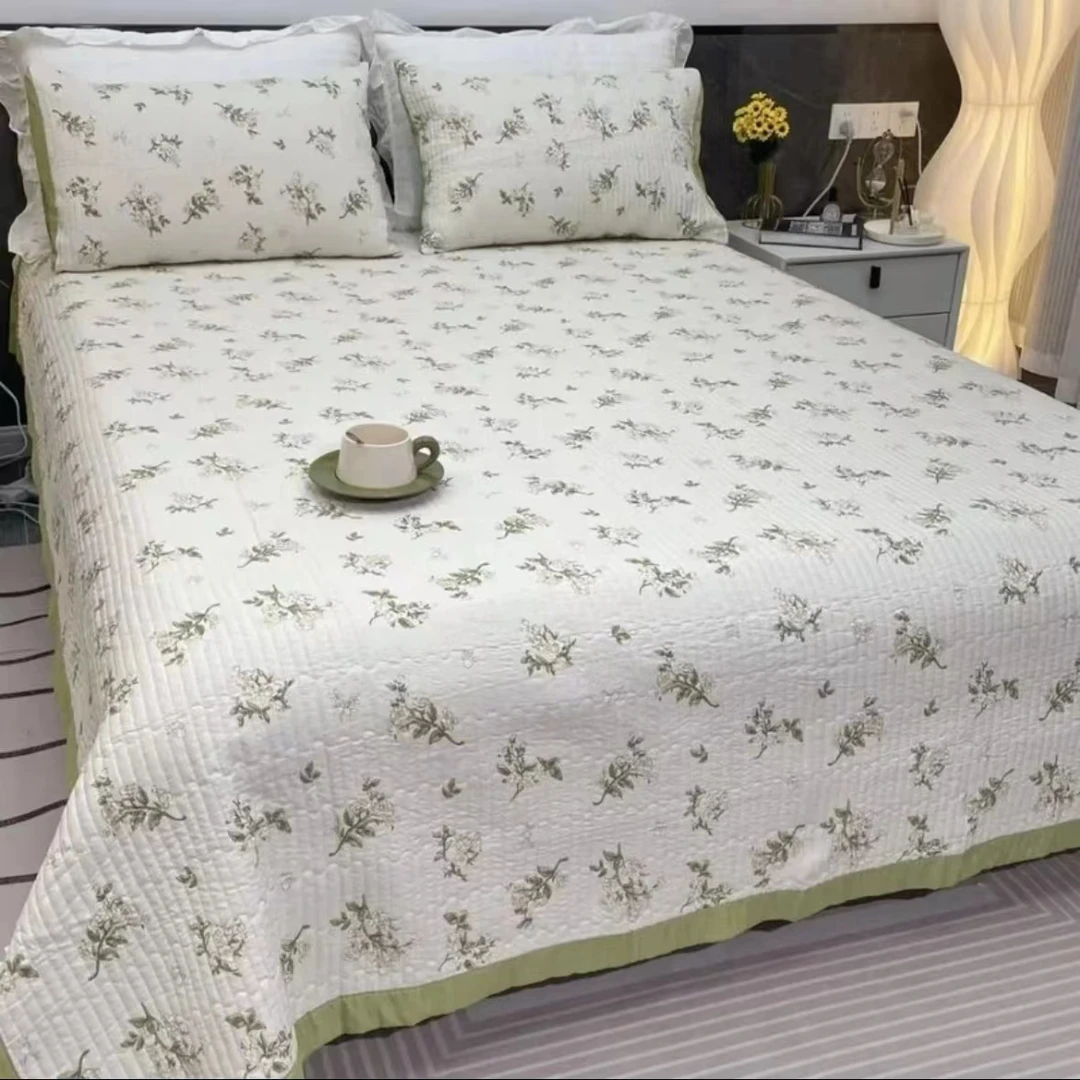 水洗棉2.5×2.3米床盖四季通用亲肤不跑床两面机洗床单三件套直播