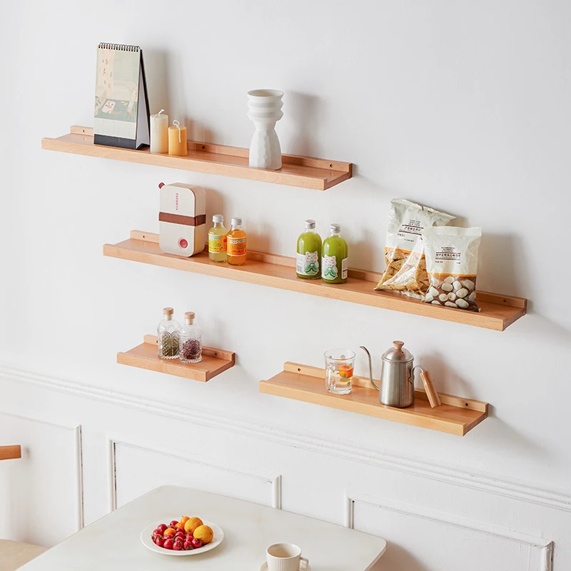 免打孔实木一字隔板墙上置物架壁挂客厅电视墙面搁板卧室墙壁板子