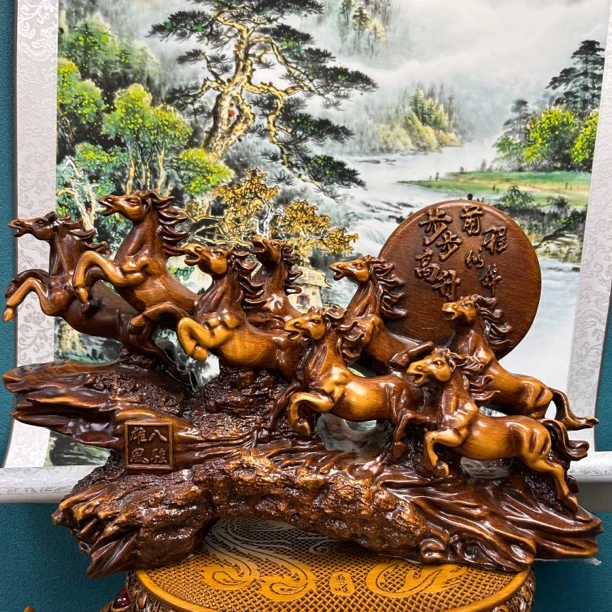 八骏雄风八骏马摆件长33高22办公室前台收银台摆件