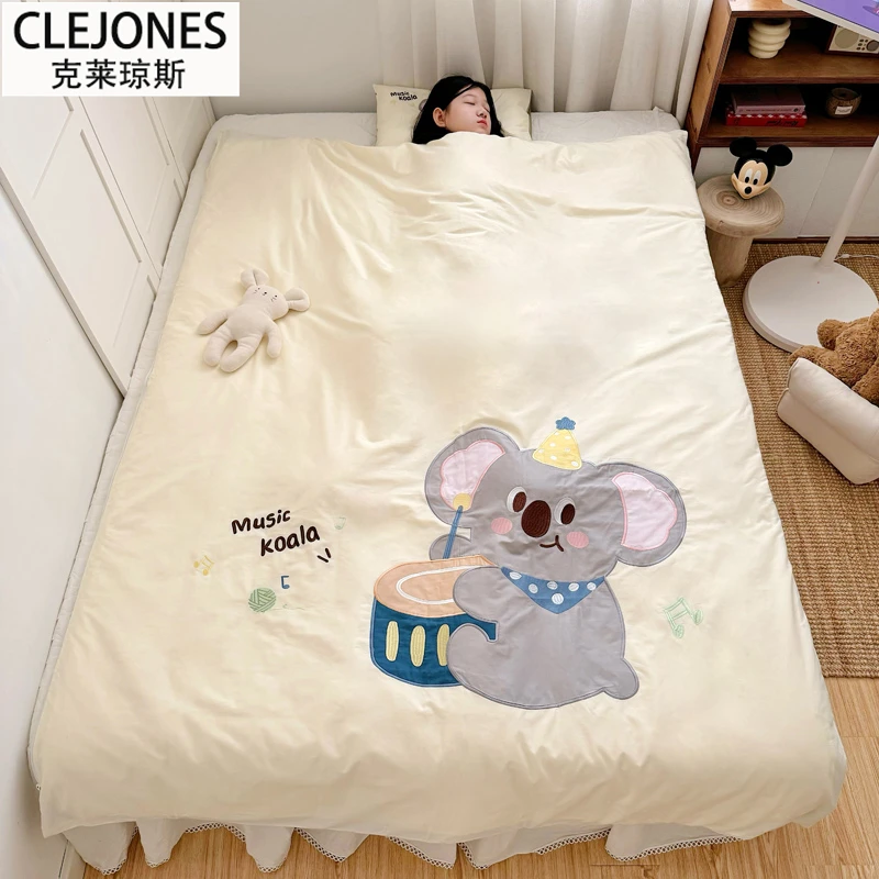 CLEJONES中大童全棉a类防踢被A类纯棉卡通刺绣分层式学生午休睡袋