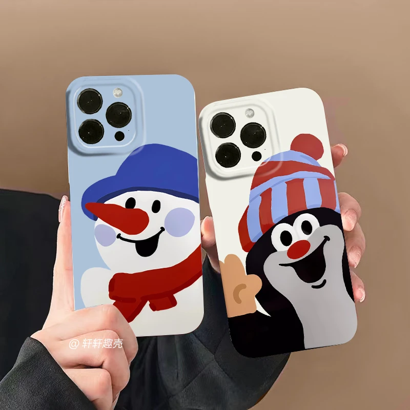 情侣鼹鼠与雪人手机壳菲林壳苹果15/14/12华为vivo小米oppo红米