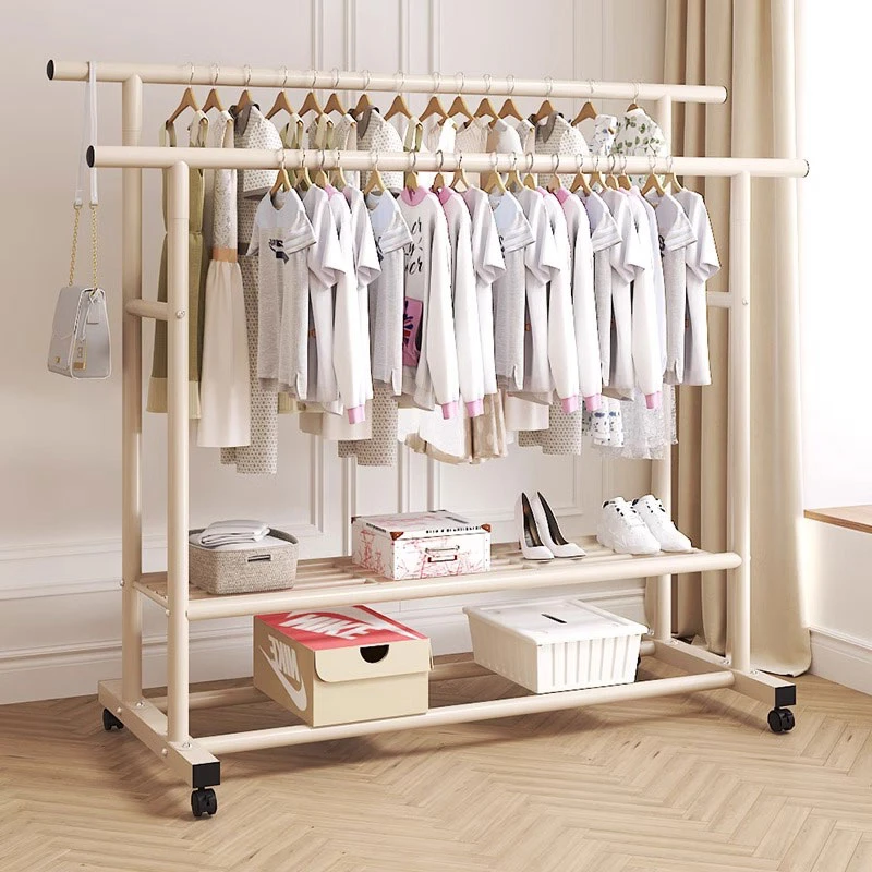 加粗加厚挂衣架卧室落地立式家用晒晾衣架阳台挂衣架子室内衣帽架