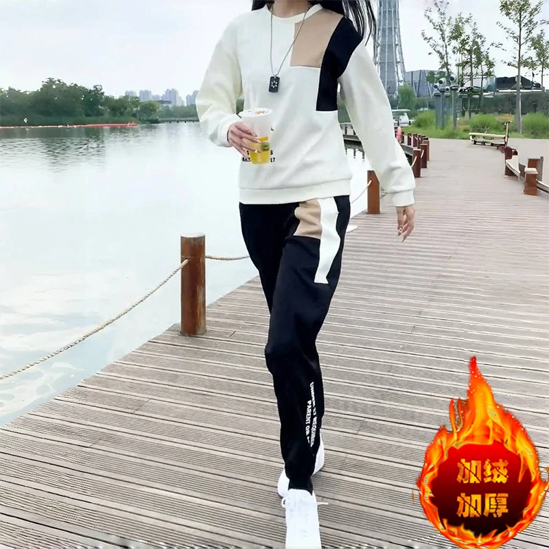 男士长袖卫衣套装2024春秋季新款韩版潮流时尚圆领休闲两件套T4