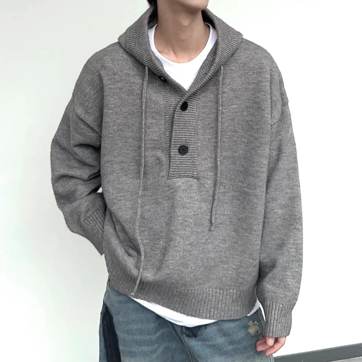 时尚百搭毛衣连帽衫慵懒纯色秋冬套头上衣纯色风男女同款