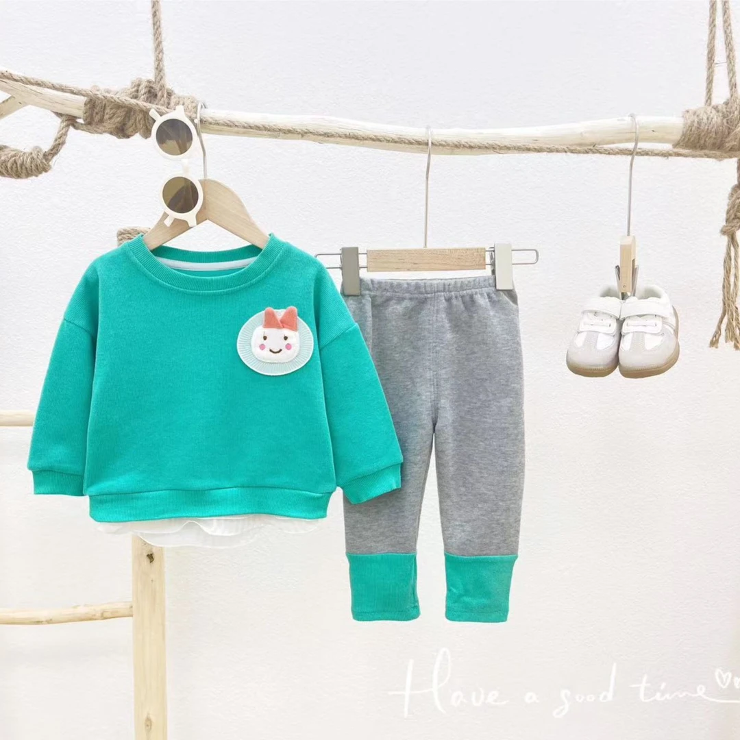 女宝衣服可爱超萌花边兔套装洋气百搭初秋卫衣两件套SJ-J-C01