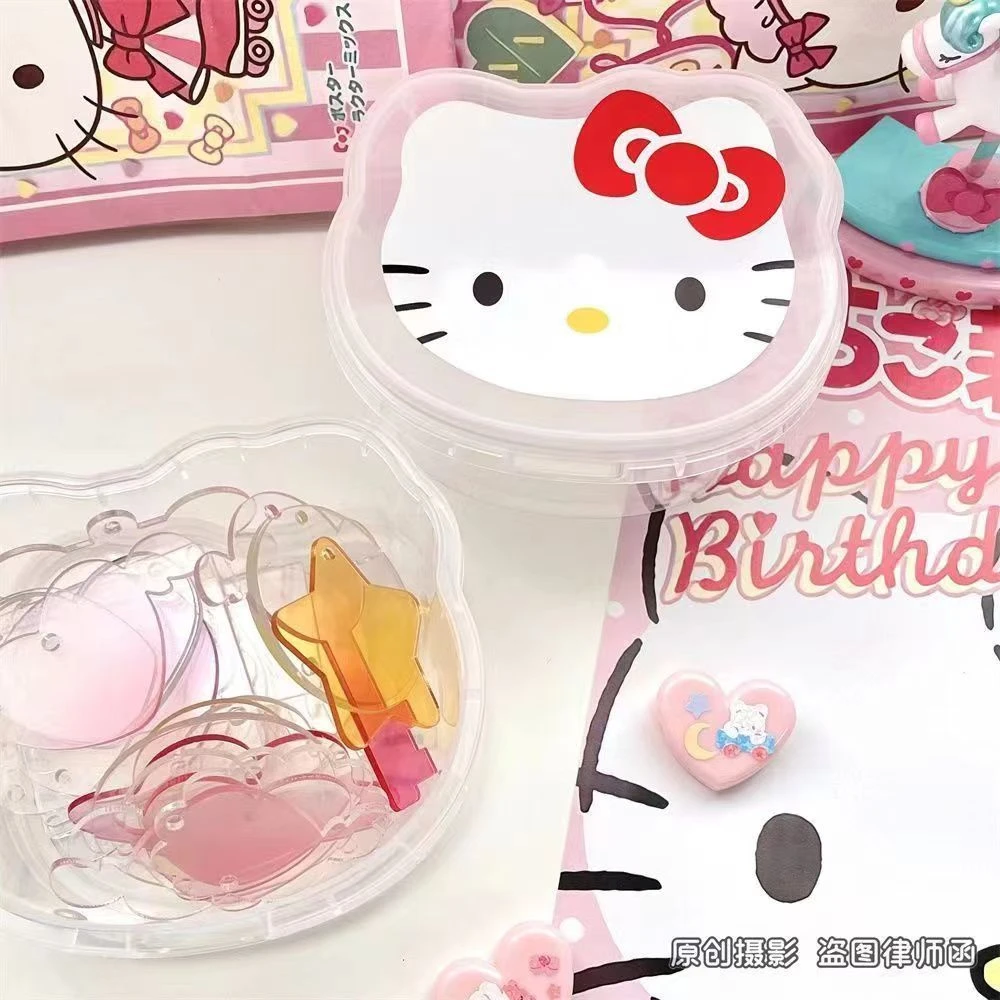 hellokitty收纳盒甜品便携水果盒桌面整理夹子贴纸小卡有盖食品盒