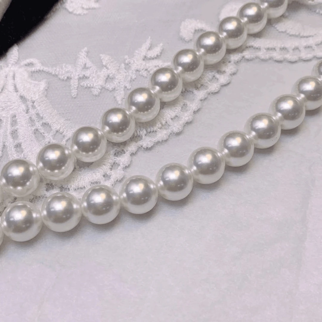 左夕ASDQ125【2条HB白色卡8mm】高保色玻璃底镀色仿珍珠母亲节DIY