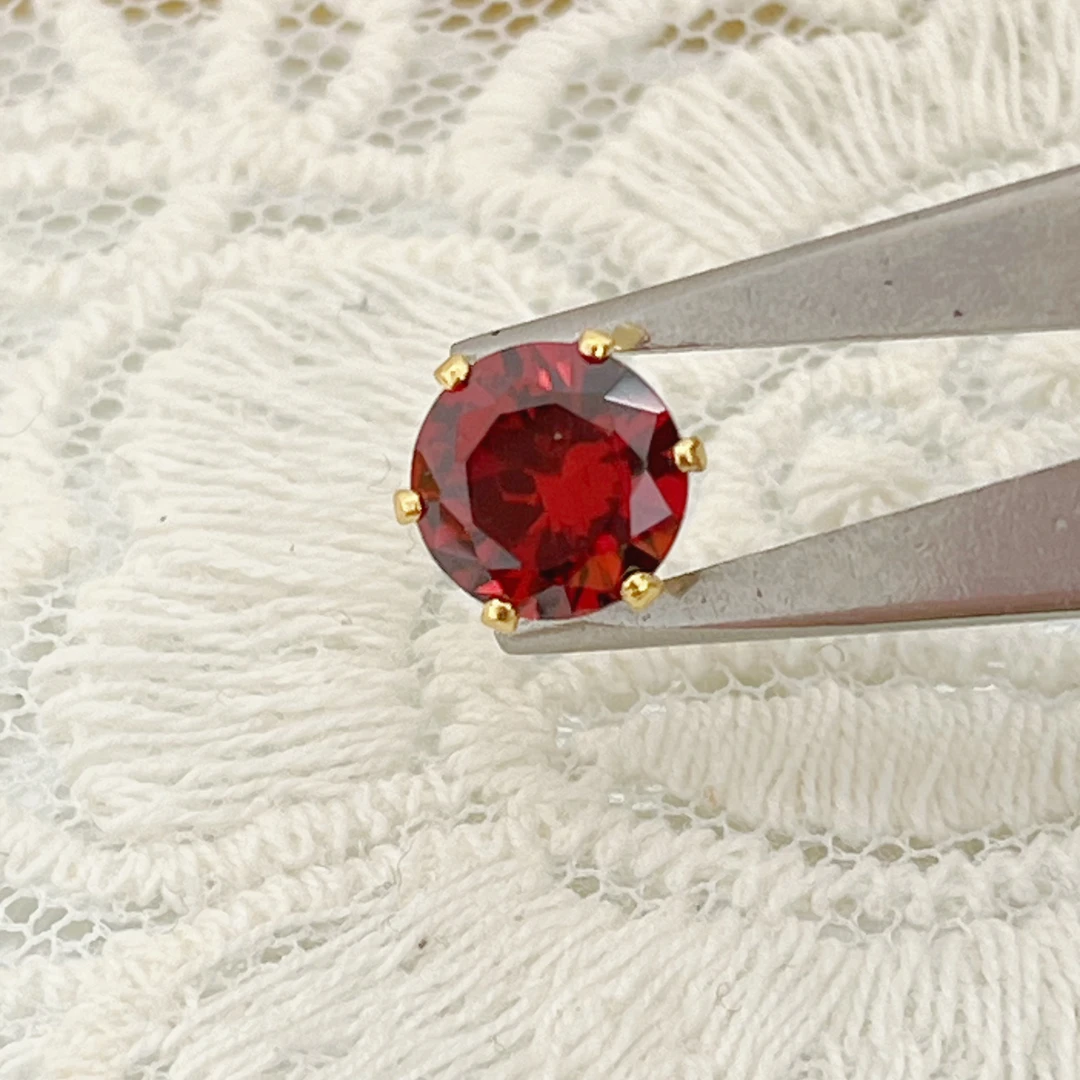 左夕M4470【30颗金底枫叶红升级卡8圆形爪钻】铜镀金爪钻DIY配件