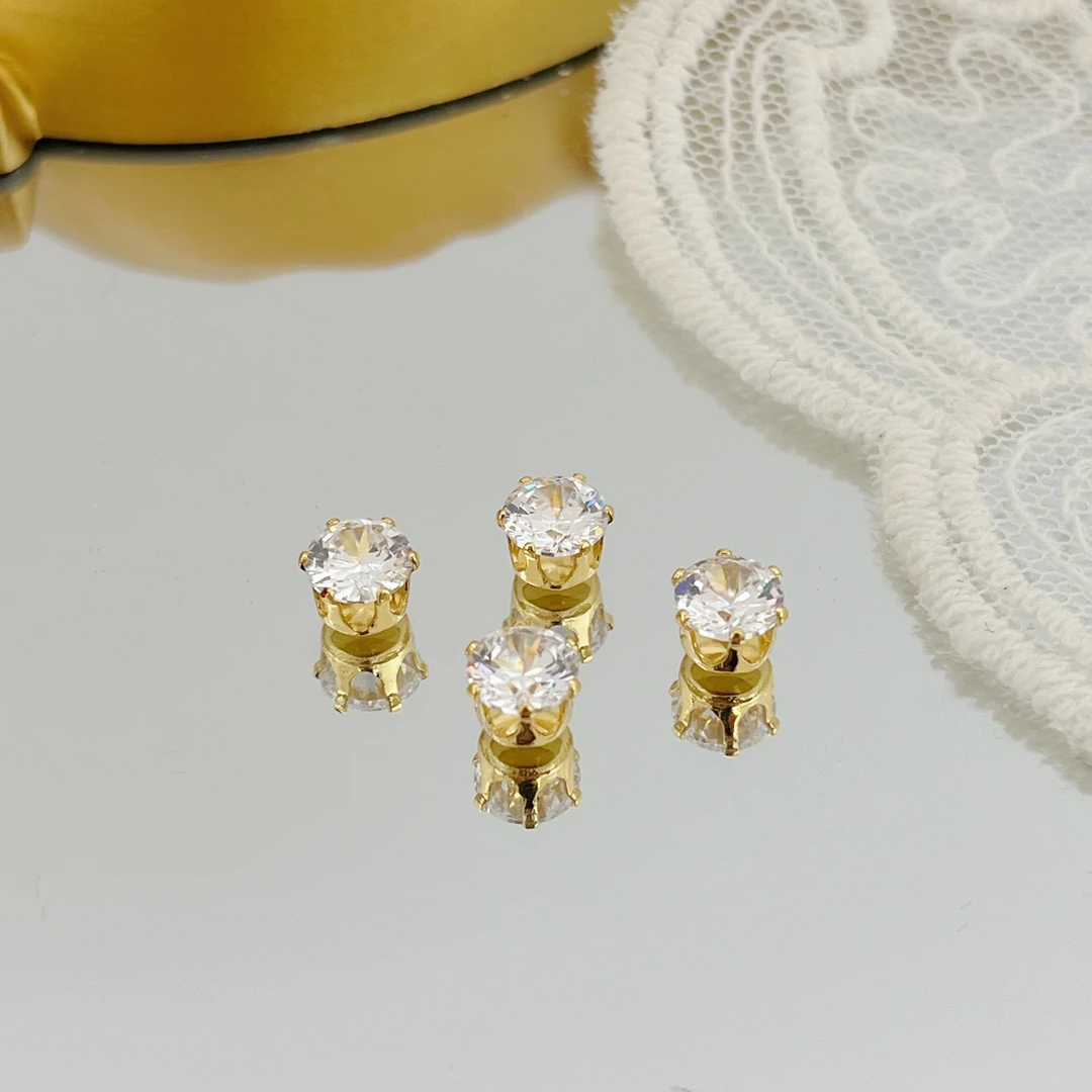 左夕M4679【30颗金底白色升级卡6圆形爪钻】铜镀金爪钻DIY配件