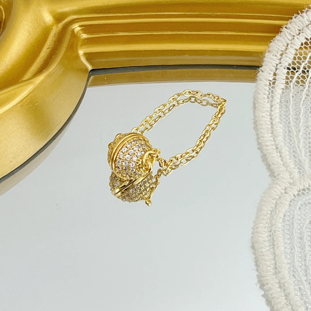 左夕M5235【1个金底钻球磁吸扣】铜镀金高保色DIY手链配件