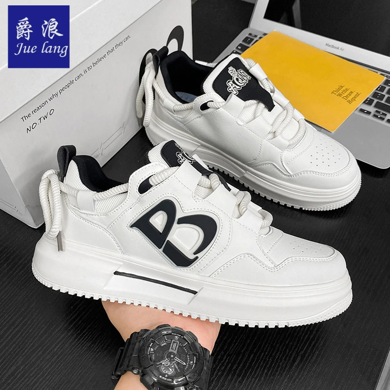 2025春季新款透气网鞋帆布鞋男生韩版百搭小白鞋厚底运动板鞋潮鞋