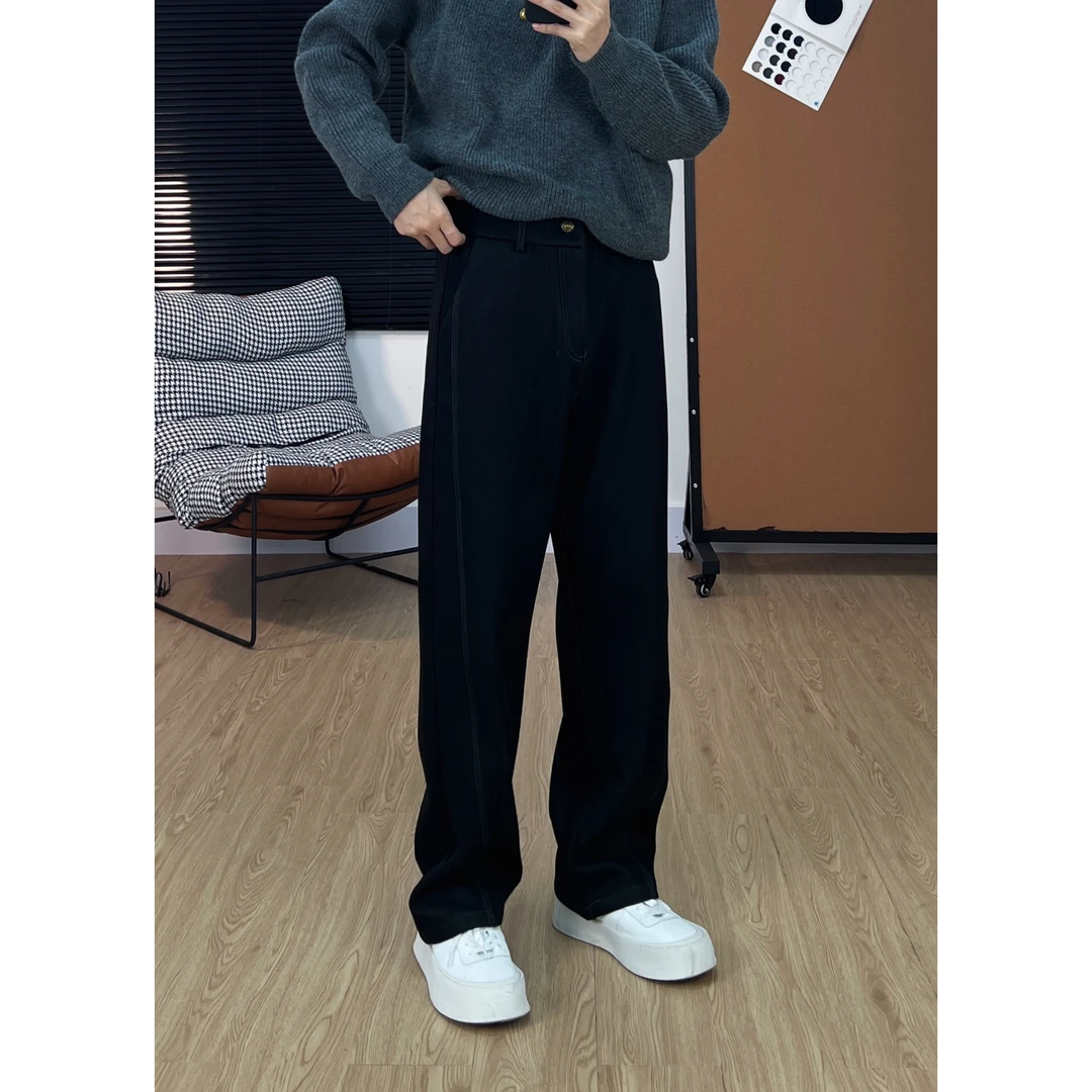 【清仓NO退 可换】冬季新品原创三本针立体剪裁直筒弯刀加绒牛仔裤