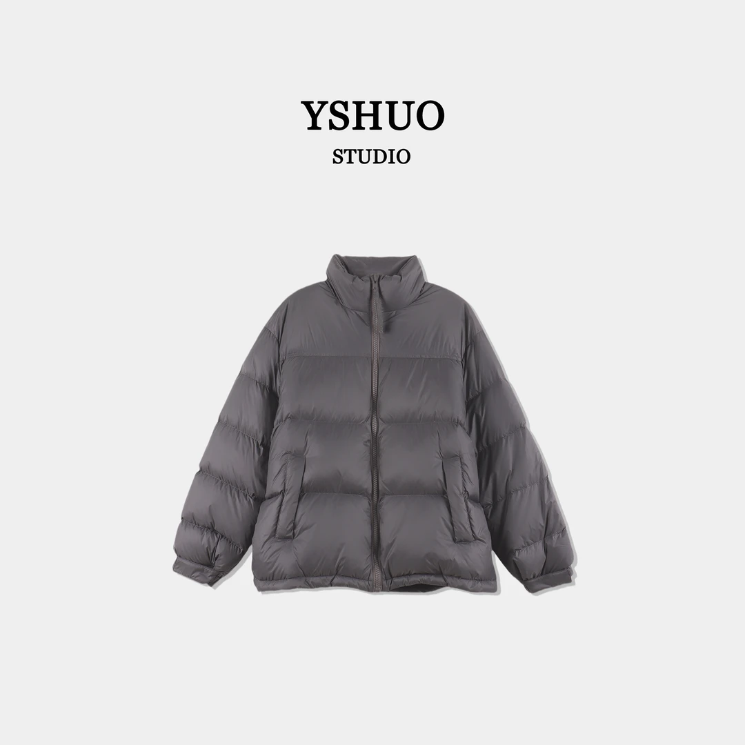 YSHUO【北欧暖冬】入冬韩系简约百搭立领拉链加厚白鸭绒外套  66057