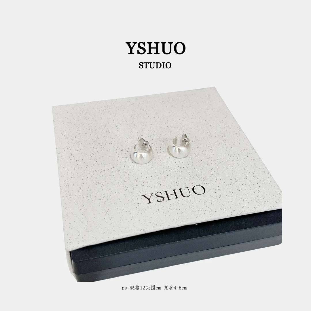 合金耳饰 【磨砂耳钉】复古银色百搭拉丝小众独特耳钉ED026